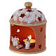 Cylindrical shack lantern in Deruta terracotta with Nativity s2