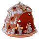 Candle holder in Deruta terracotta with Nativity, tree-shaped s3