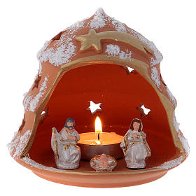 Tree light terracotta Deruta with Nativity
