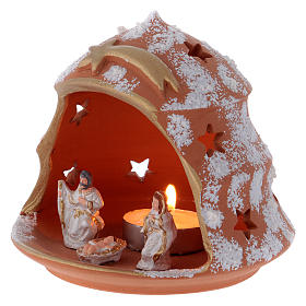 Tree light terracotta Deruta with Nativity