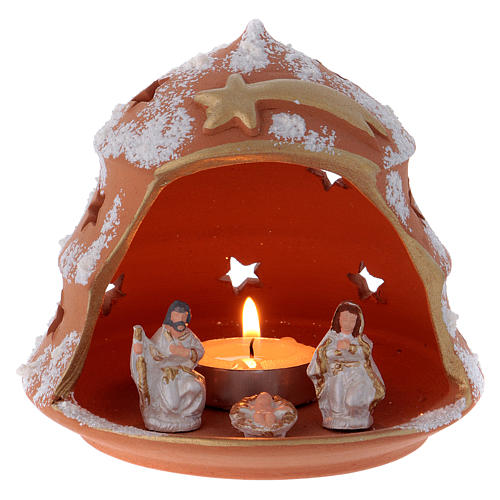Tree light terracotta Deruta with Nativity 1