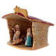 Shack with 5 pcs nativity scene and comet star in painted Deruta terracotta s2