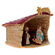 Shack with 5 pcs nativity scene and comet star in painted Deruta terracotta s3
