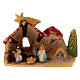 House with 5 pcs nativity scene and tree in Deruta terracotta s1