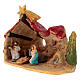 House with 5 pcs nativity scene and tree in Deruta terracotta s2