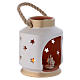 Cylindrical Lantern elegant with Nativity in terracotta Deruta s3