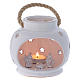 White glossy Lantern with Nativity in terracotta Deruta s1