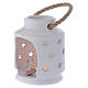 Cylindrical lantern with Nativity in Deruta terracotta, polished white s2