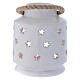 Cylindrical lantern with Nativity in Deruta terracotta, polished white s4