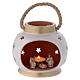 Portable lantern oval elegant with Nativity in terracotta Deruta s1