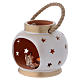 Portable lantern oval elegant with Nativity in terracotta Deruta s2