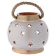 Portable lantern oval elegant with Nativity in terracotta Deruta s4