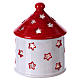 Candle Holder Stable bright white and red roof with Nativity in Deruta terracotta s3
