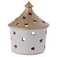 Laterne für Teelicht Hütte Form mit heiligen Familie Terrakotta Deruta weiss/gold 15cm s4
