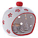 Laterne für Teelicht Kugelform mit heiligen Familie Terrakotta Deruta weiss/rot s3
