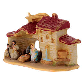 Barn Scenery with Nativity in terracotta Deruta