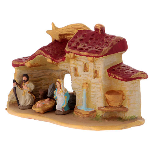 Barn Scenery with Nativity in terracotta Deruta 2