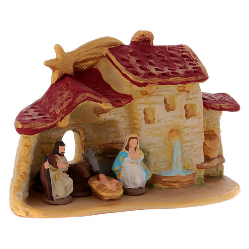 Barn Scenery with Nativity in terracotta Deruta 3