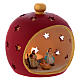 Red round candle holder with Holy Family in Deruta terracotta s3
