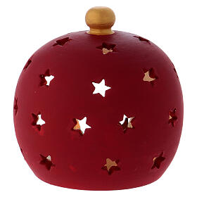 Porta-vela redonda bordô com Sagrada Família terracota Deruta s4