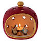 Round Bordeaux Candle Holder with Sacred Family in terracotta Deruta s1