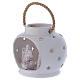 Glossy round white lantern with Holy Family in Deruta terracotta s2