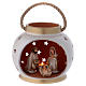 Lanterne ronde ivoire et or avec Nativité en terre cuite Deruta s1