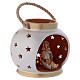 Lanterna portátil cor-de-marifm e ouro com Natividade em terracota Deruta s3