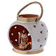 Portable Lantern ivory and gold with Nativity in Deruta terracotta s2