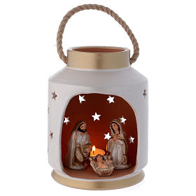 Laterne für Teelicht mit heiligen Familie Terrakotta Deruta