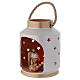Cylinder Lantern ivory and gold with Sacred Family in terracotta Deruta s2