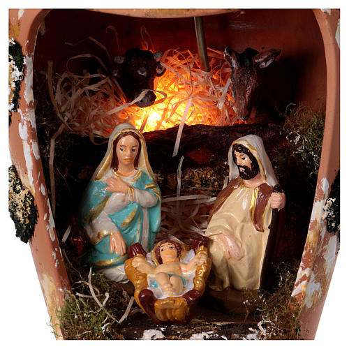 Urn with Holy Family and light in Deruta terracotta 35 cm 2