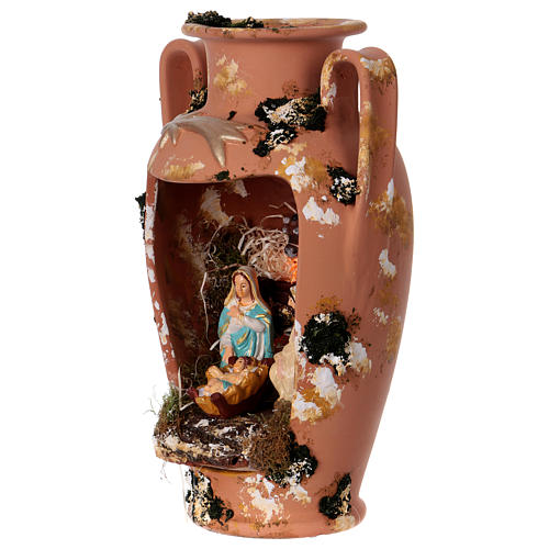 Urn with Holy Family and light in Deruta terracotta 35 cm 3
