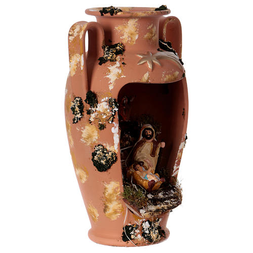 Urn with Holy Family and light in Deruta terracotta 35 cm 4