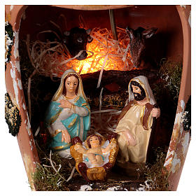 Anfora con presepe e lucina in terracotta Deruta 35 cm