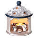 Stable Candle Holder silver color with Nativity terracotta Deruta s1