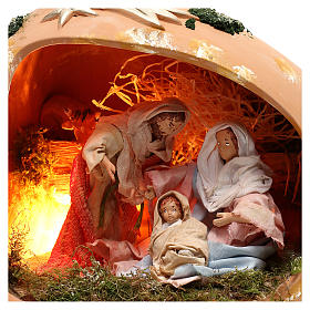 Ánfora tumbada con escena Natividad de terracota Deruta