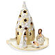 Plate with golden and ivory Christmas tree and Holy Family in Deruta terracotta s3