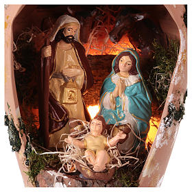 Presepe Terracotta Deruta: Anfora con Sacra Famiglia 20 cm bue e asinello in terracotta Deruta