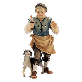 Tavernier avec chien crèche Original bois peint Val Gardena 10 cm