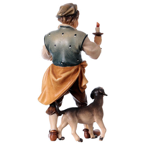 Tavernier avec chien pour crèche Original bois peint Val Gardena 12 cm 4