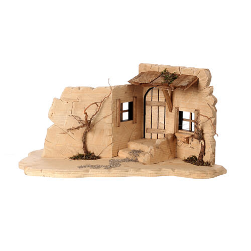 Tavern for Original Val Gardena Nativity Scene, painted wood, 12 cm characters 1