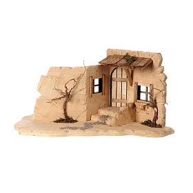 Taverna para presépio Original madeira pintada Val Gardena com figuras 12 cm
