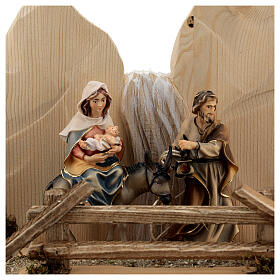 Escape to Egypt With Bridge, 10 cm Original Nativity model, in painted Val Gardena wood