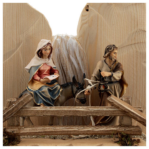 Escape to Egypt With Bridge, 10 cm Original Nativity model, in painted Val Gardena wood 4