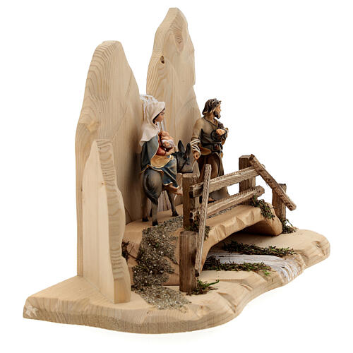 Escape to Egypt With Bridge, 10 cm Original Nativity model, in painted Val Gardena wood 7