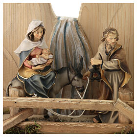 Escape to Egypt with bridge Original Nativity Scene in painted wood from Val Gardena 12 cm