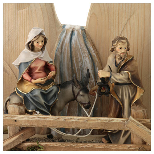 Fuite en Égypte avec décor pour crèche Original bois peint Val Gardena 12 cm 4