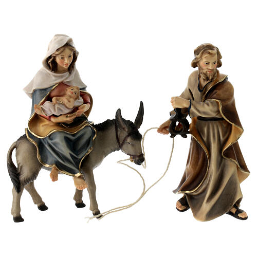 Fuite en Égypte avec décor pour crèche Original bois peint Val Gardena 12 cm 7