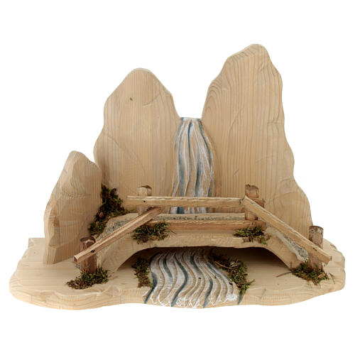 Escape to Egypt with Arched Bridge, 12 cm Original Nativity model, in painted Valgardena wood 8